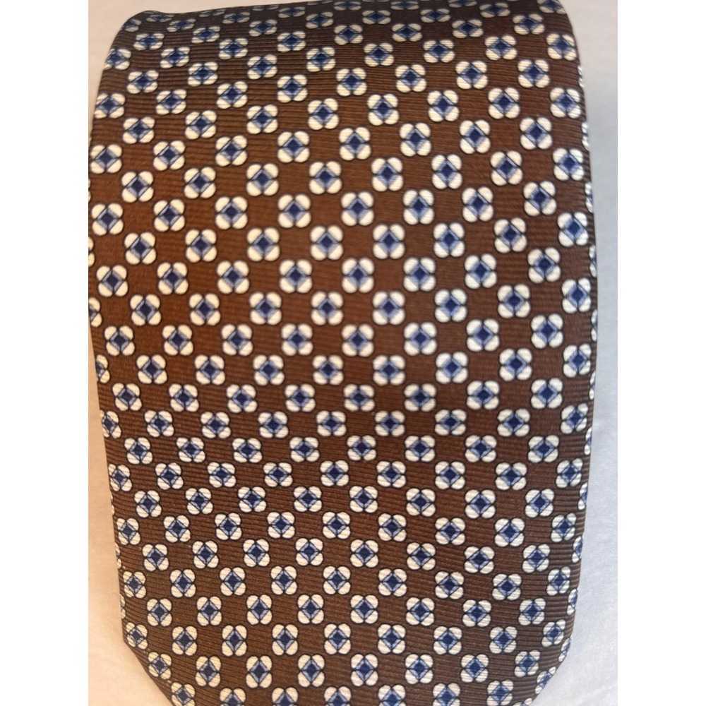 Jos A. Bank‎ Mens Neck Trie Brown Blue Flower Print Silk 58" x3.5"